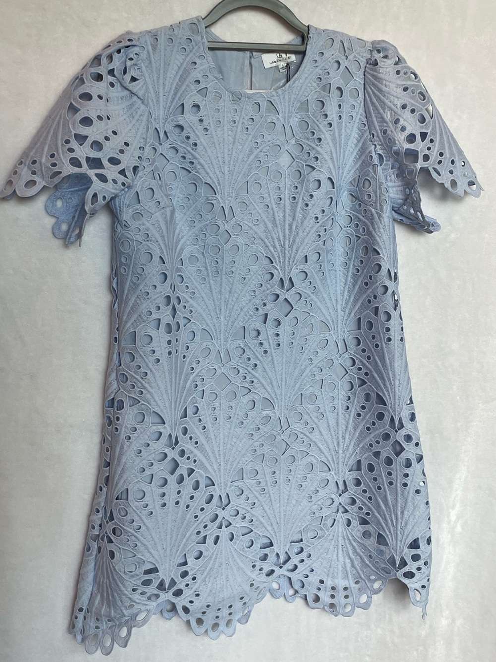 Urban Daizy Light Blue Eyelet Shift Dress Sz L no stretch NWT - Picture 4 of 9